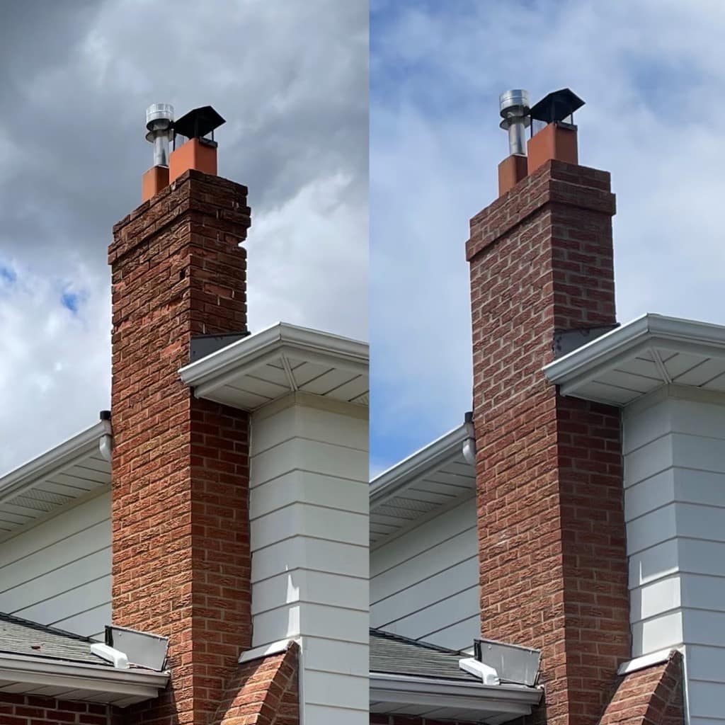 Before and After Chimney Rebuild