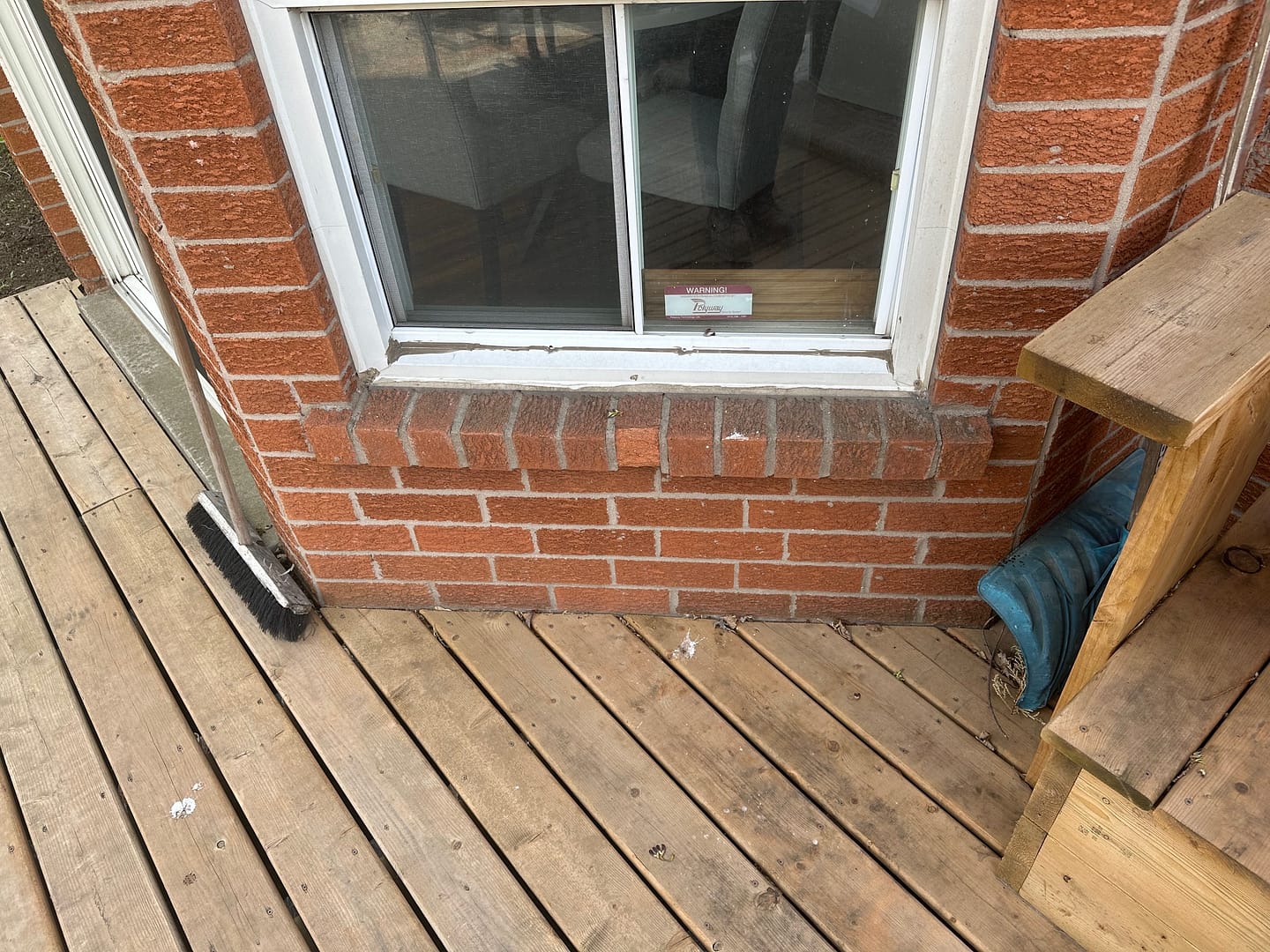 brick flaking on a window sill