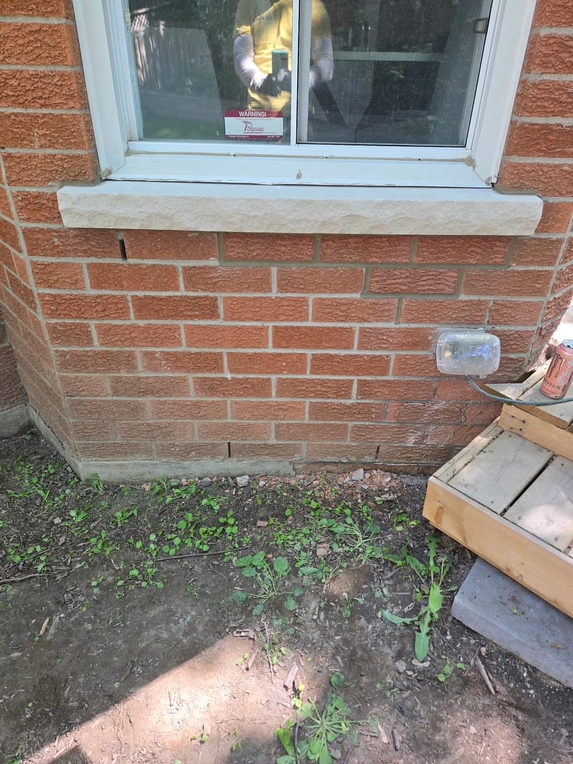 New limestone installed underneath a window