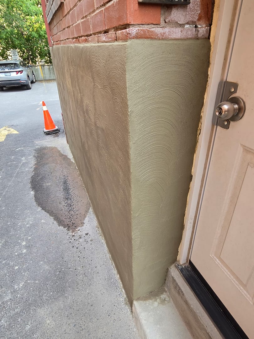 A Wall with Parging Repair